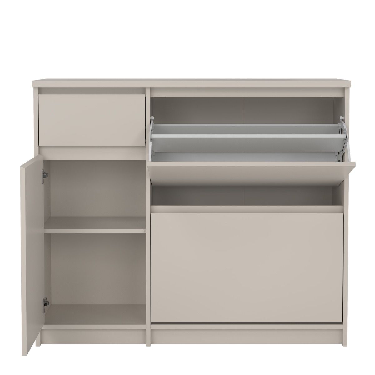 Naia Shoe Cabinet 2 Tilting Doors 1 Door + 1 Drawer In Cashmere - Price Crash Furniture