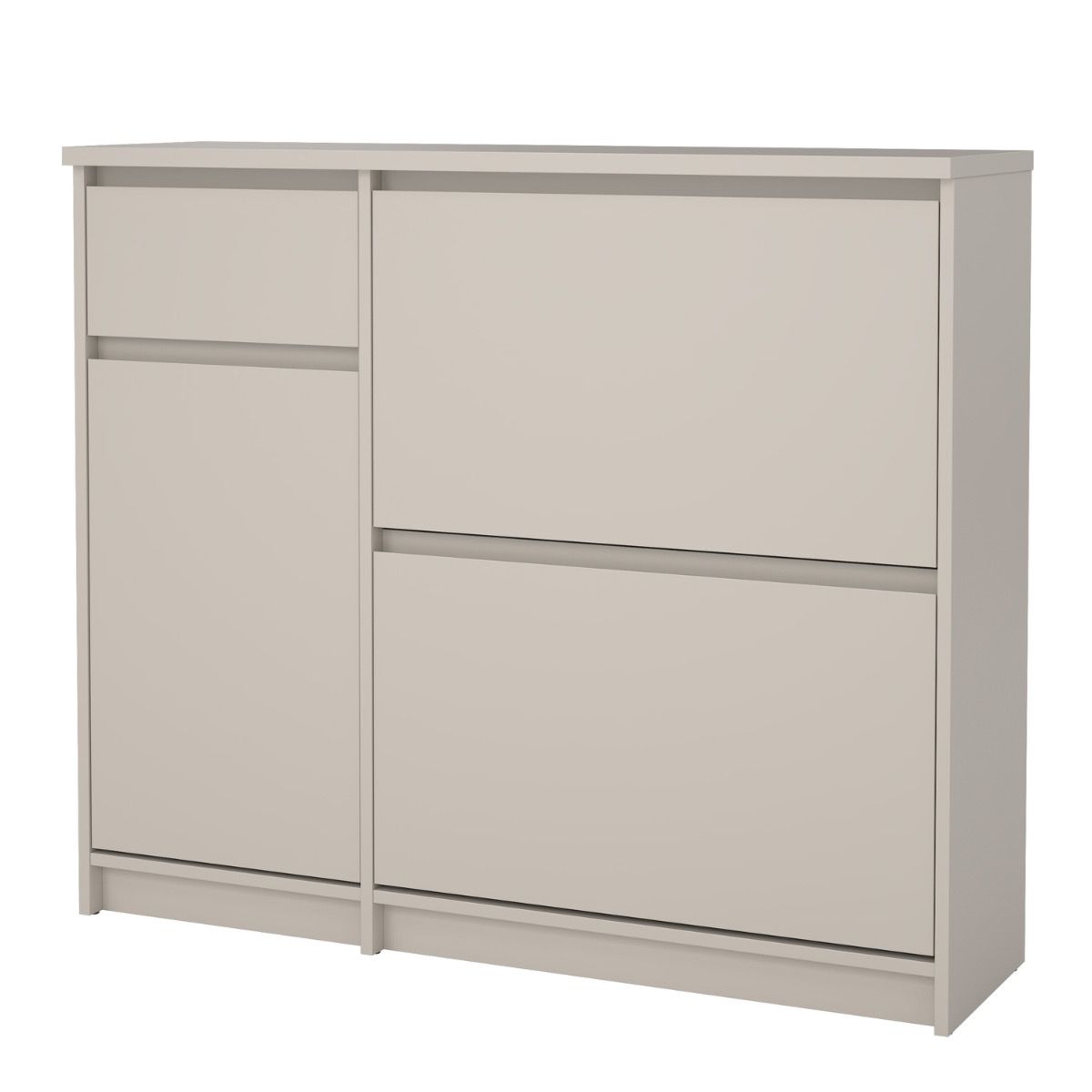 Naia Shoe Cabinet 2 Tilting Doors 1 Door + 1 Drawer In Cashmere - Price Crash Furniture