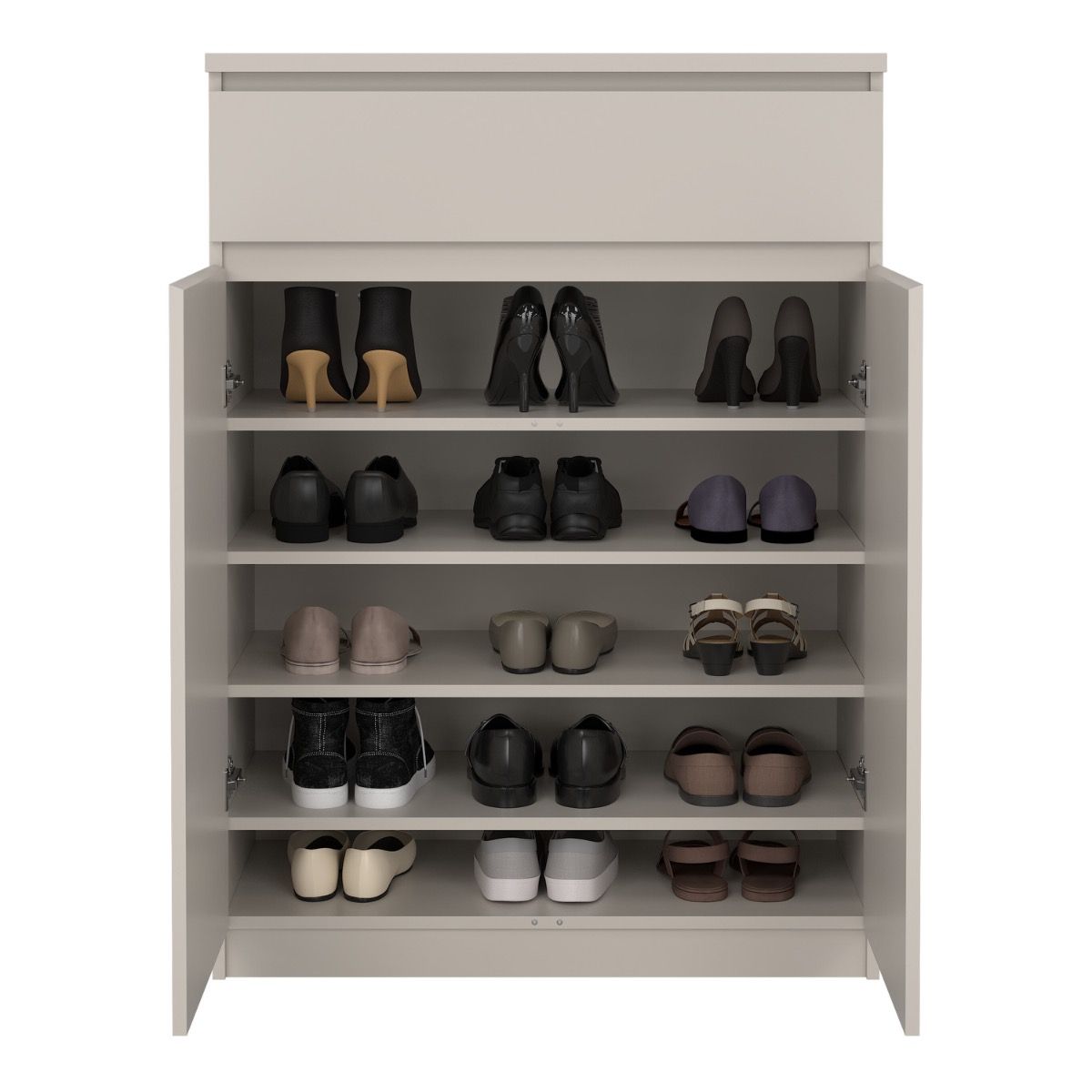 Naia Shoe cabinet With 2 Doors 1 Drawer In Cashmere - Price Crash Furniture