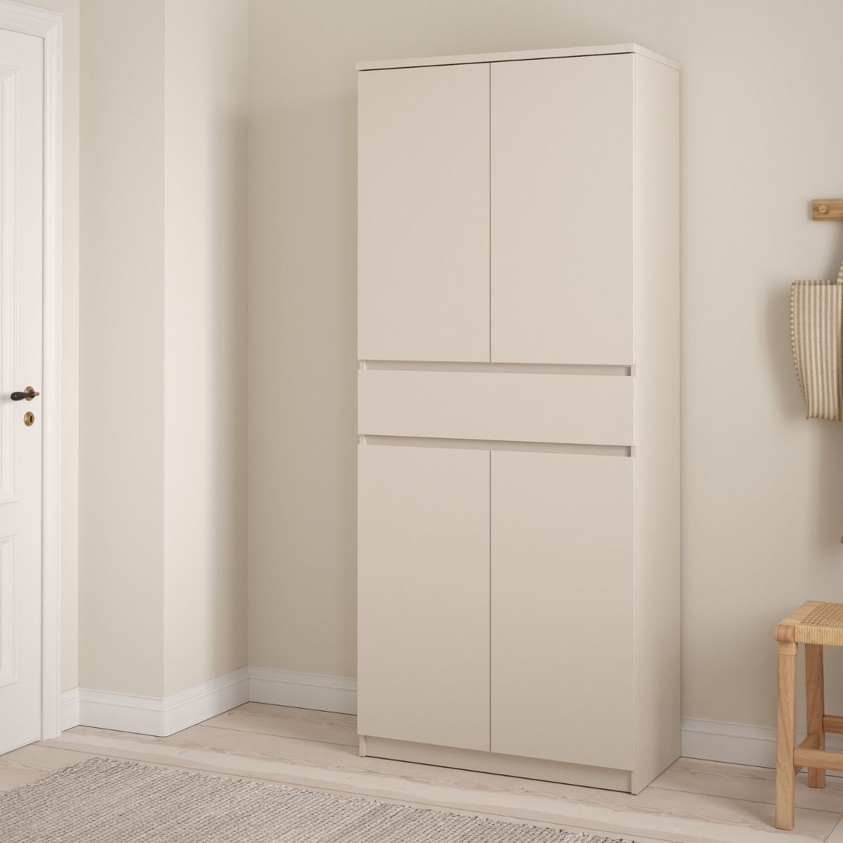Naia Shoe cabinet With 4 Doors 1 Drawer In Cashmere - Price Crash Furniture