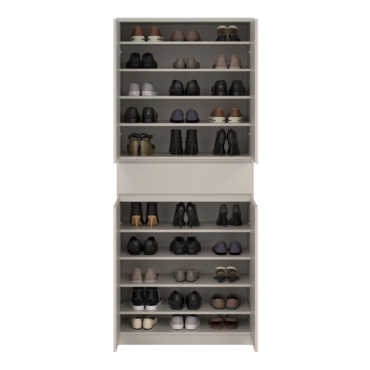 Naia Shoe cabinet With 4 Doors 1 Drawer In Cashmere - Price Crash Furniture