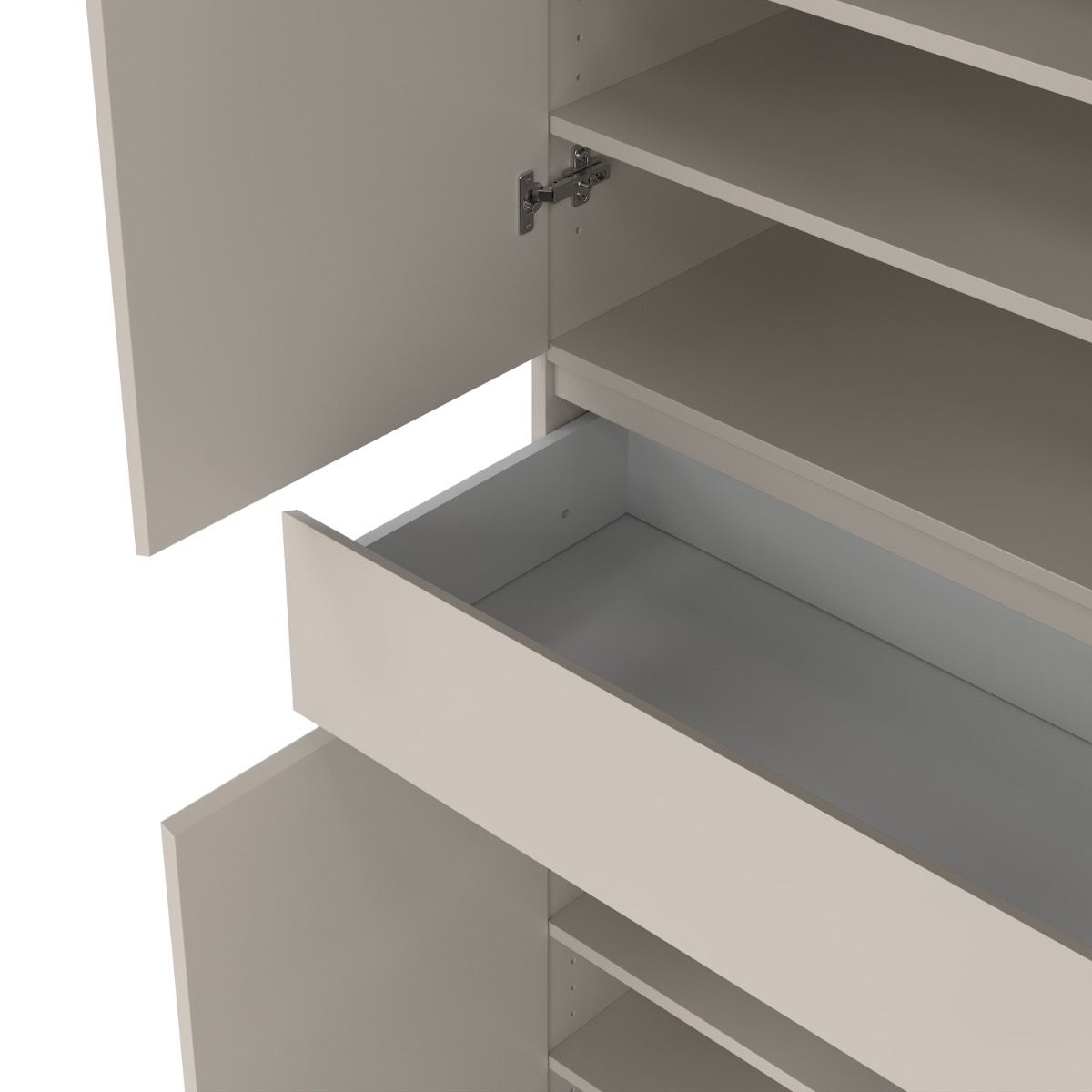 Naia Shoe cabinet With 4 Doors 1 Drawer In Cashmere - Price Crash Furniture