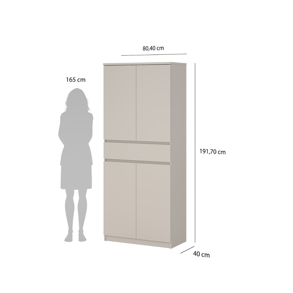 Naia Shoe cabinet With 4 Doors 1 Drawer In Cashmere - Price Crash Furniture