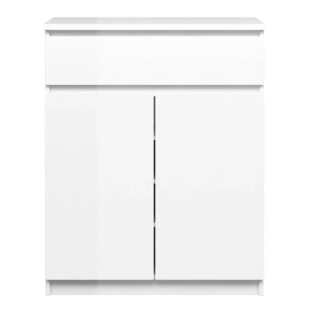Naia Sideboard - 1 Drawer 2 Doors in White High Gloss - Price Crash Furniture