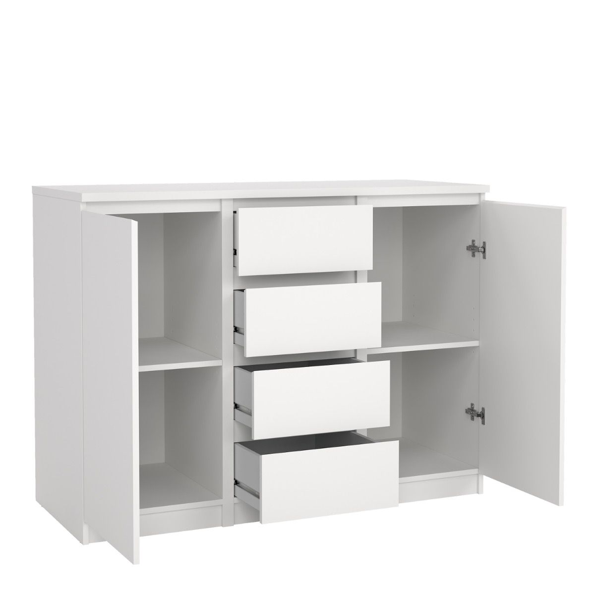 Naia Sideboard Buffet Unit 4 Drawers 2 Doors In White - Price Crash Furniture