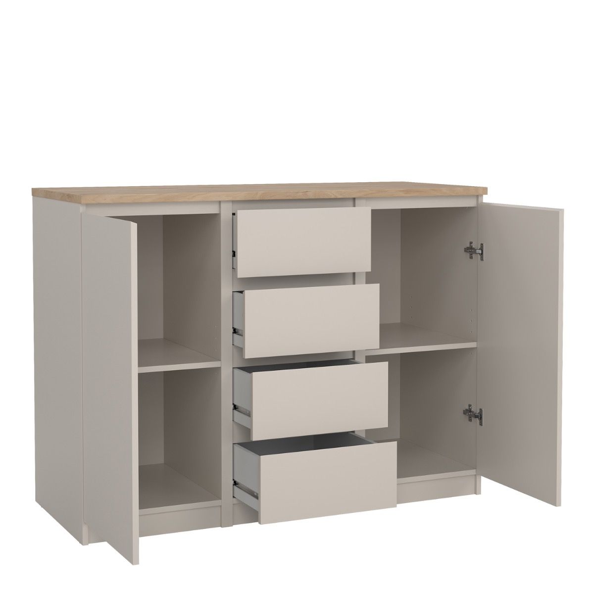Naia Sideboard Unit - 4 Drawers 2 Doors In Cashmere and Jackson Hickory Oak - Price Crash Furniture