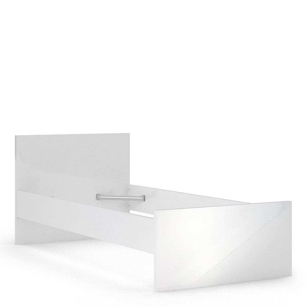Naia Single Bed 3ft (90x190 cm) in White High Gloss - Price Crash Furniture