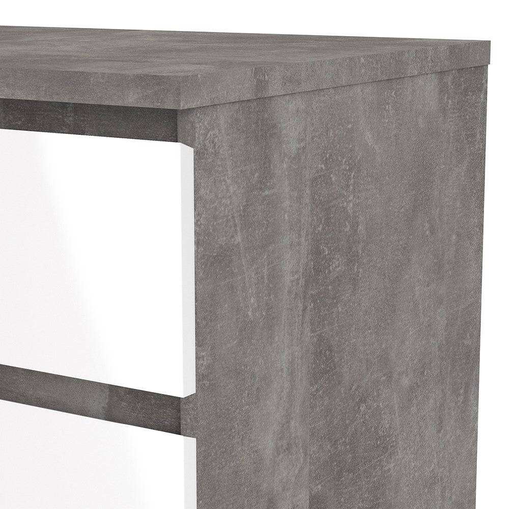 Naia Tall Narrow 5 Drawer Chest of Drawers / Tallboy in Concrete Grey and White High Gloss - Price Crash Furniture