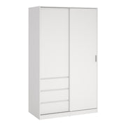 Naia Wardrobe With 1 Sliding Door - 1 Door - 3 Drawers In White - Price Crash Furniture