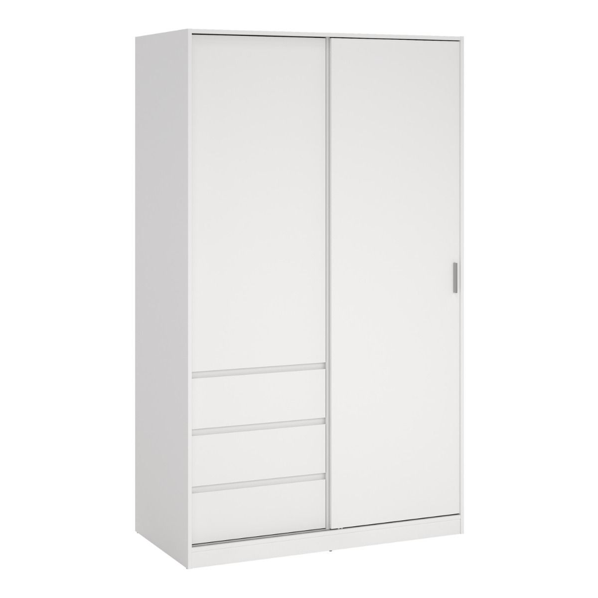 Naia Wardrobe With 1 Sliding Door - 1 Door - 3 Drawers In White - Price Crash Furniture