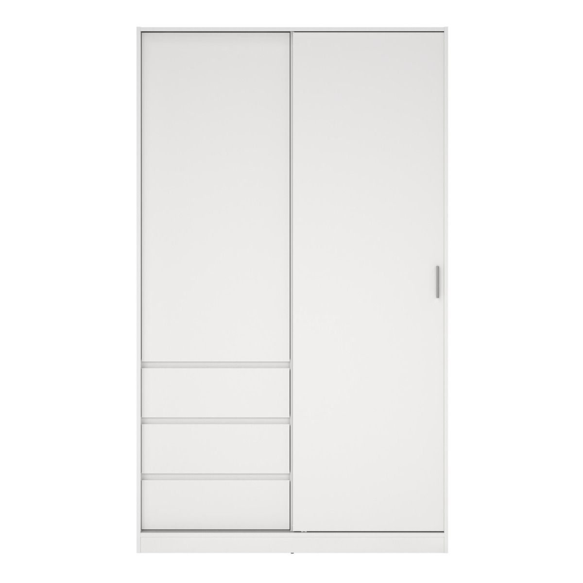 Naia Wardrobe With 1 Sliding Door - 1 Door - 3 Drawers In White - Price Crash Furniture