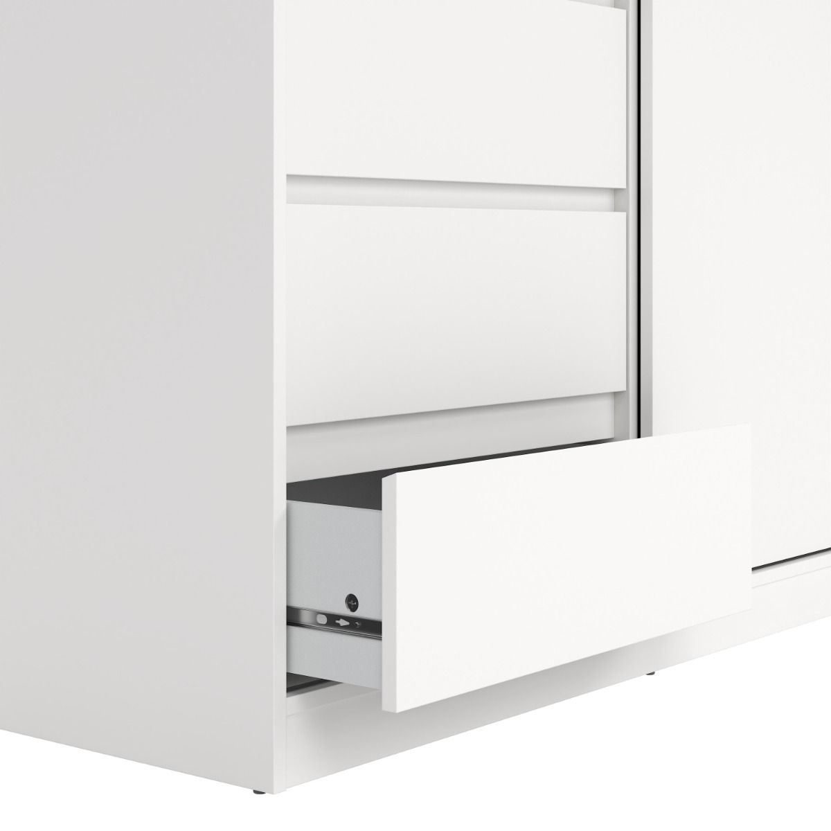 Naia Wardrobe With 1 Sliding Door - 1 Door - 3 Drawers In White - Price Crash Furniture