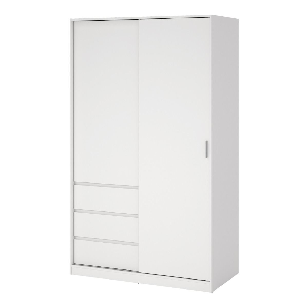 Naia Wardrobe With 1 Sliding Door - 1 Door - 3 Drawers In White - Price Crash Furniture