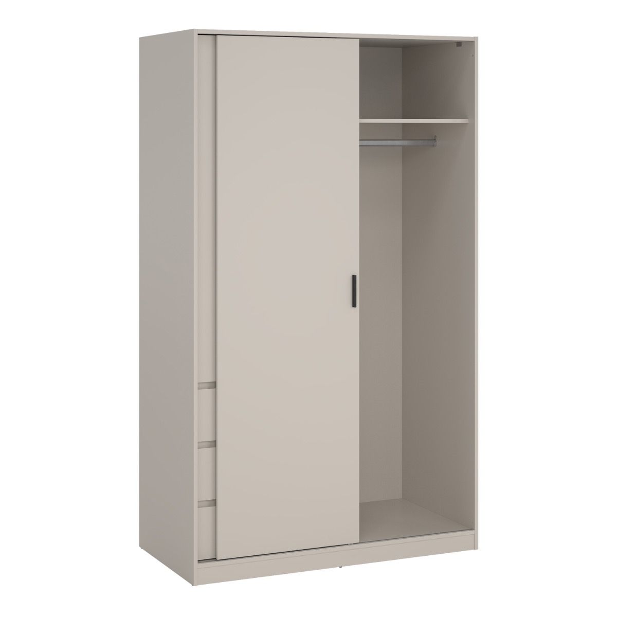 Naia Wardrobe With 1 Sliding Door 1 Std Door & 3 Drawers In Cashmere - Price Crash Furniture