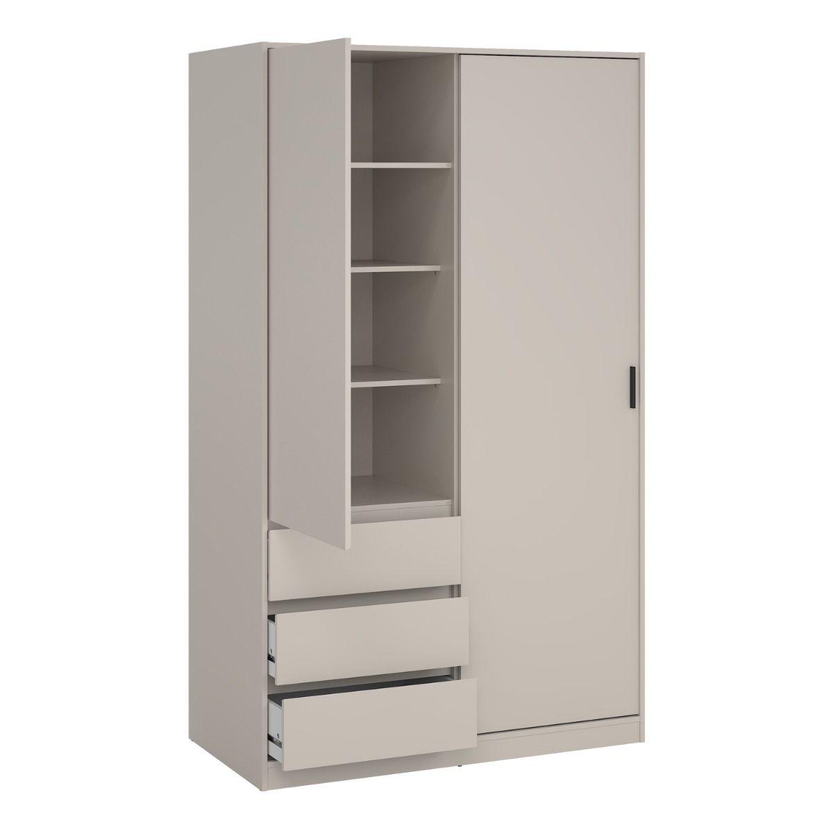 Naia Wardrobe With 1 Sliding Door 1 Std Door & 3 Drawers In Cashmere - Price Crash Furniture