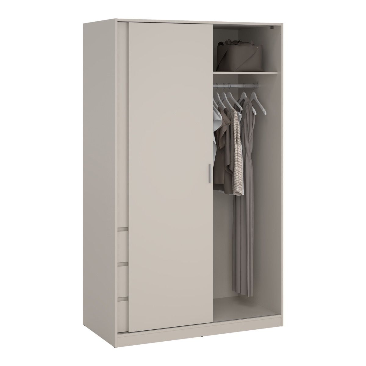 Naia Wardrobe With 1 Sliding Door 1 Std Door & 3 Drawers In Cashmere - Price Crash Furniture