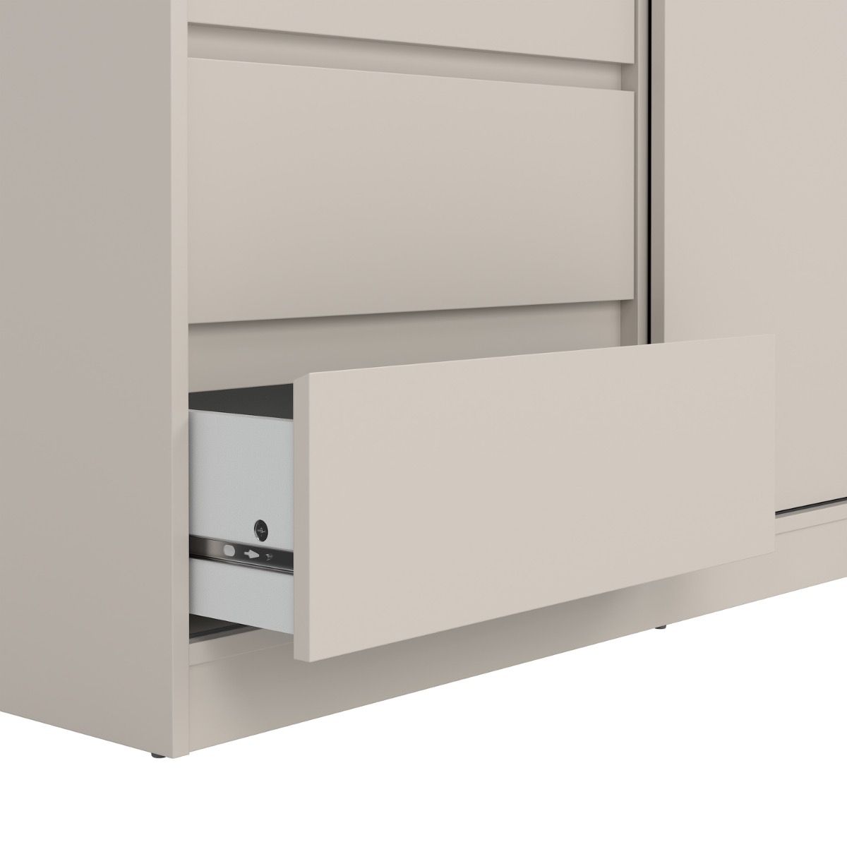 Naia Wardrobe With 1 Sliding Door 1 Std Door & 3 Drawers In Cashmere - Price Crash Furniture