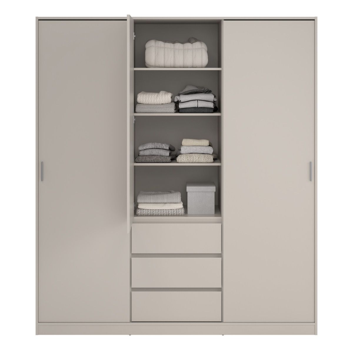 Naia Wardrobe With 2 Sliding Doors 1 Door 3 Drawers In Cashmere - Price Crash Furniture
