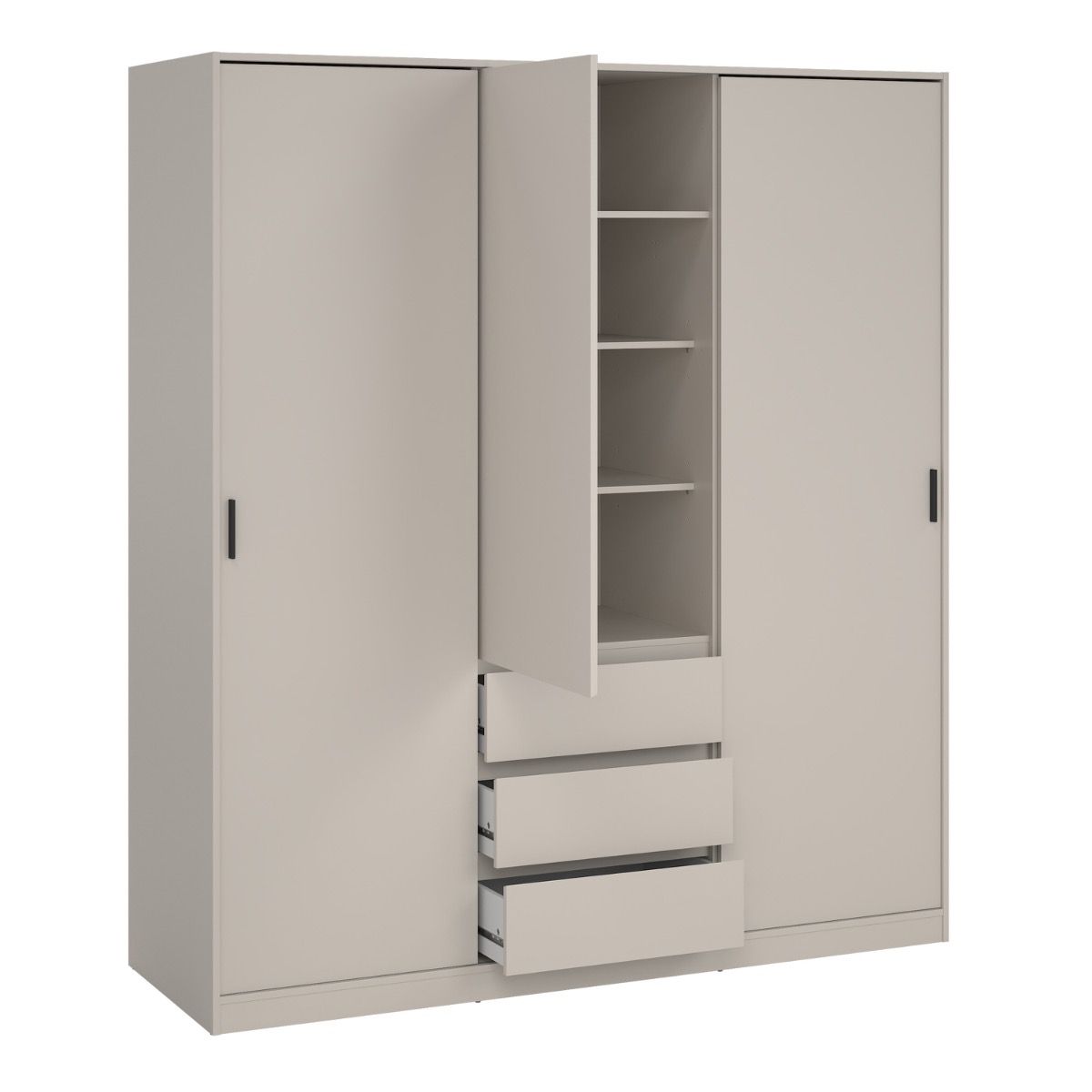 Naia Wardrobe With 2 Sliding Doors 1 Door 3 Drawers In Cashmere - Price Crash Furniture