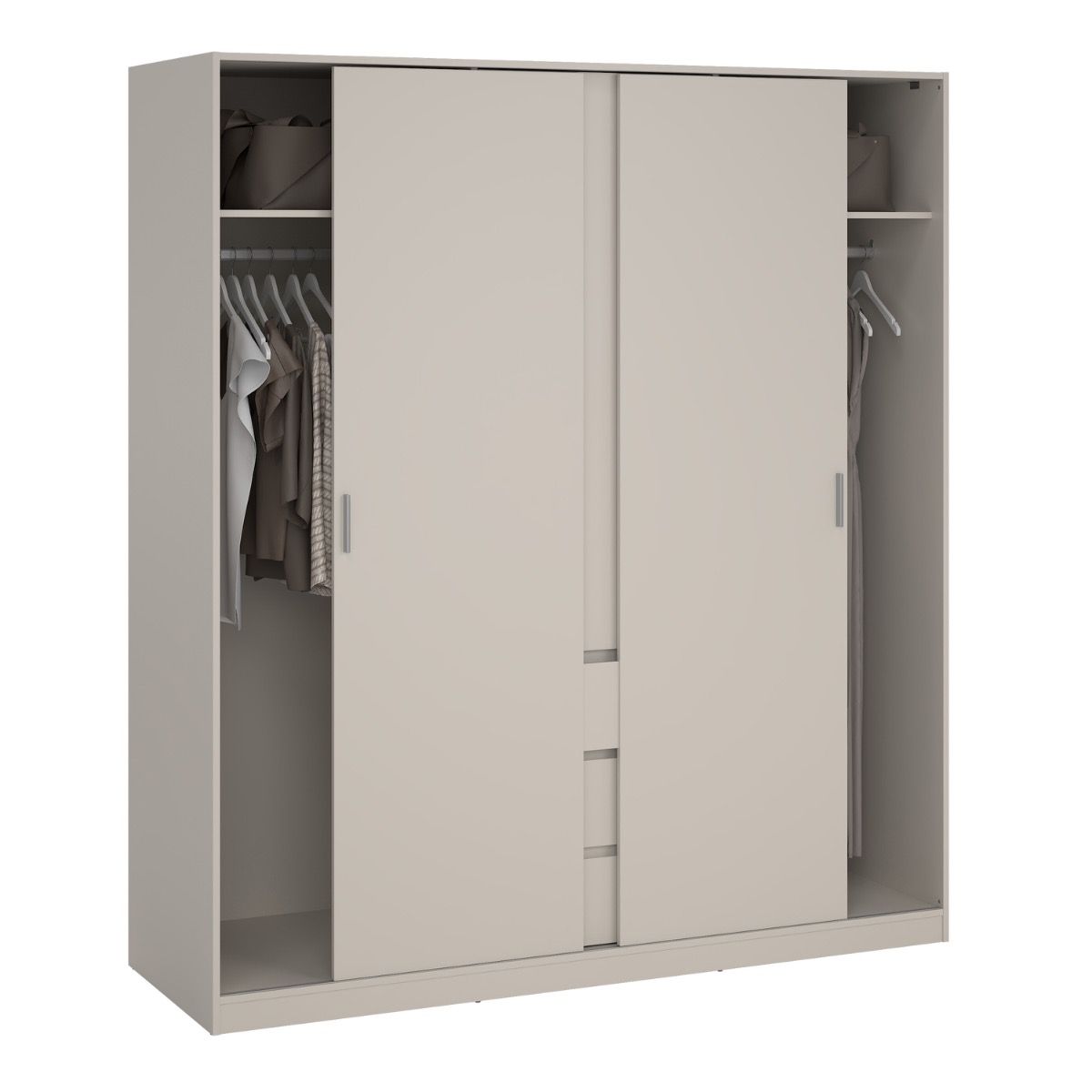 Naia Wardrobe With 2 Sliding Doors 1 Door 3 Drawers In Cashmere - Price Crash Furniture