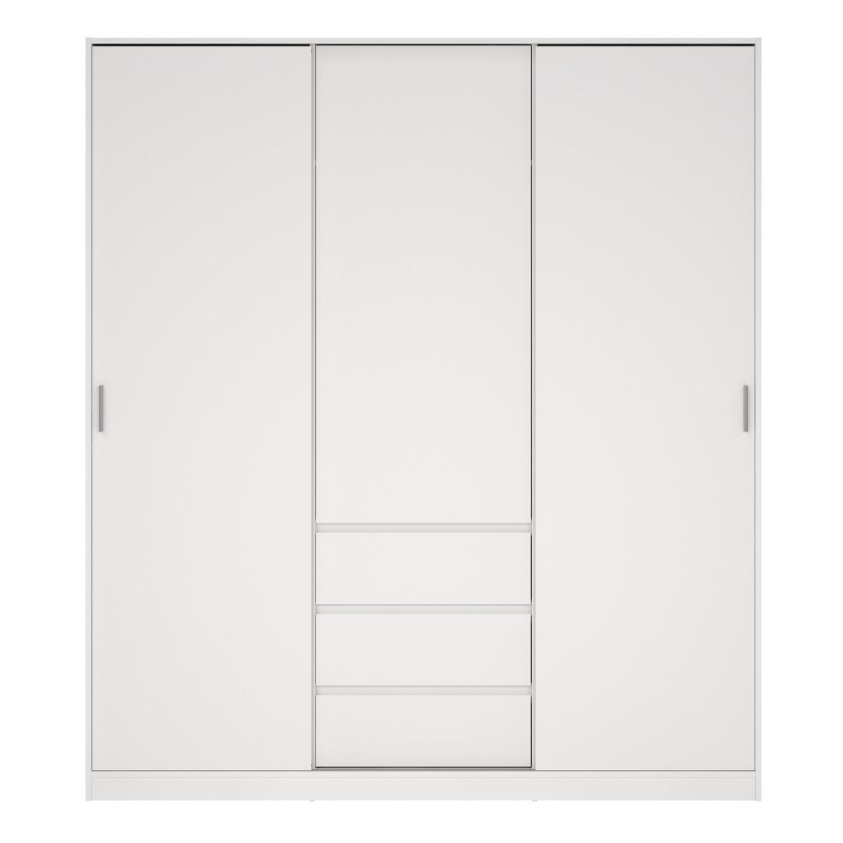 Naia Wardrobe With 2 Sliding Doors + 1 Door + 3 Drawers In White - Price Crash Furniture