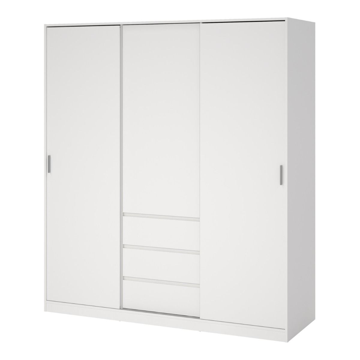 Naia Wardrobe With 2 Sliding Doors + 1 Door + 3 Drawers In White - Price Crash Furniture