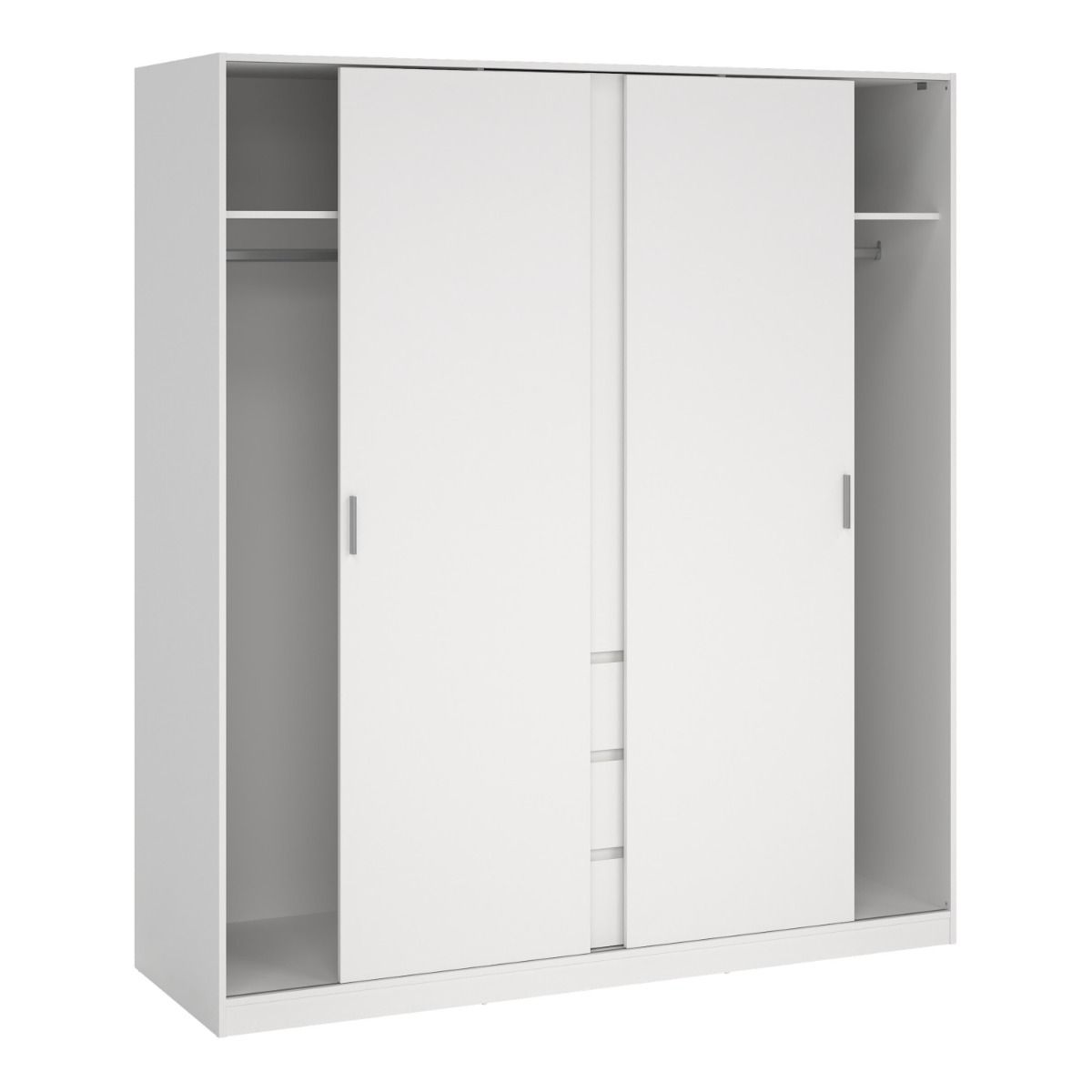 Naia Wardrobe With 2 Sliding Doors + 1 Door + 3 Drawers In White - Price Crash Furniture