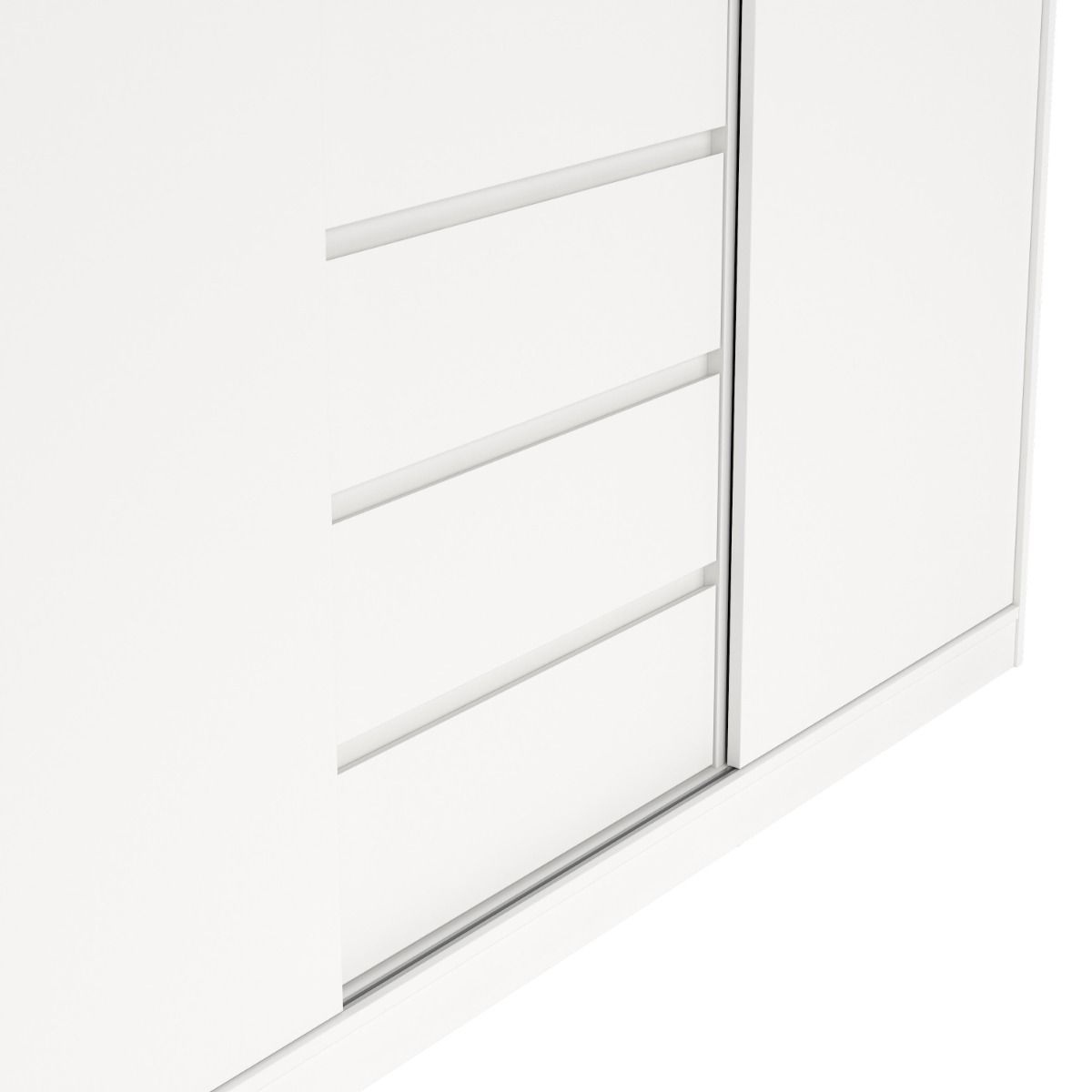 Naia Wardrobe With 2 Sliding Doors + 1 Door + 3 Drawers In White - Price Crash Furniture