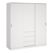 Naia Wardrobe With 2 Sliding Doors + 1 Door + 3 Drawers In White - Price Crash Furniture