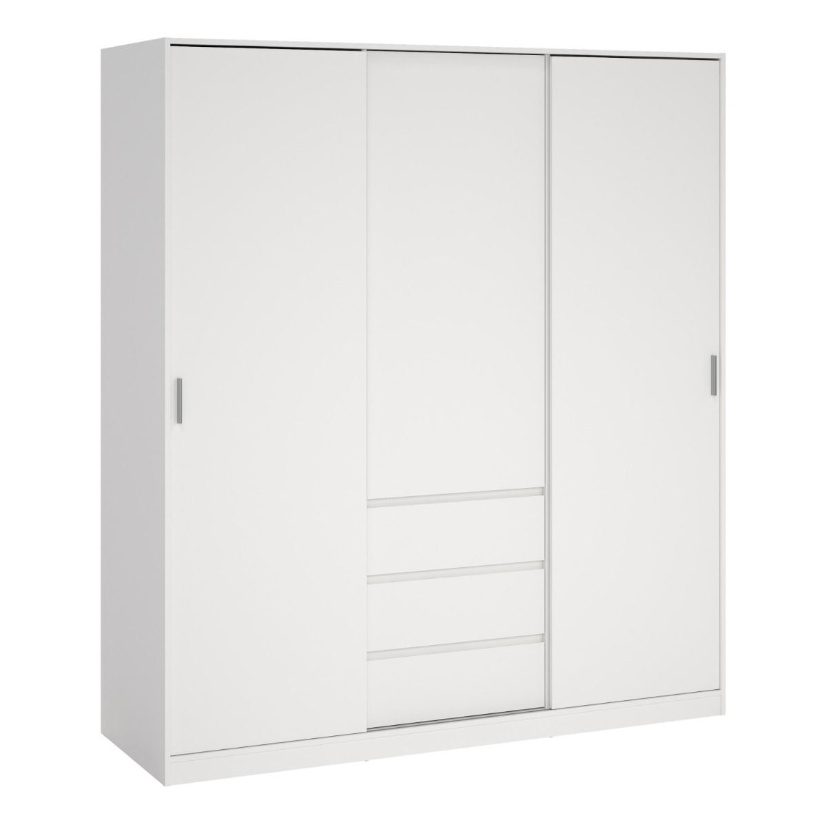 Naia Wardrobe With 2 Sliding Doors + 1 Door + 3 Drawers In White - Price Crash Furniture