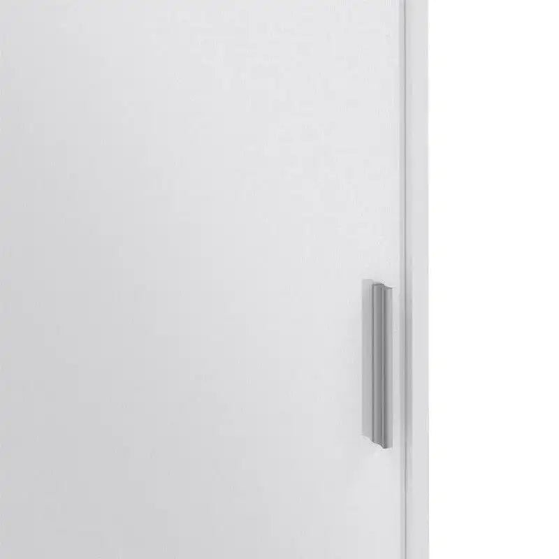Naia Wardrobe with 2 sliding doors + 1 door + 3 drawers in White High Gloss - Price Crash Furniture