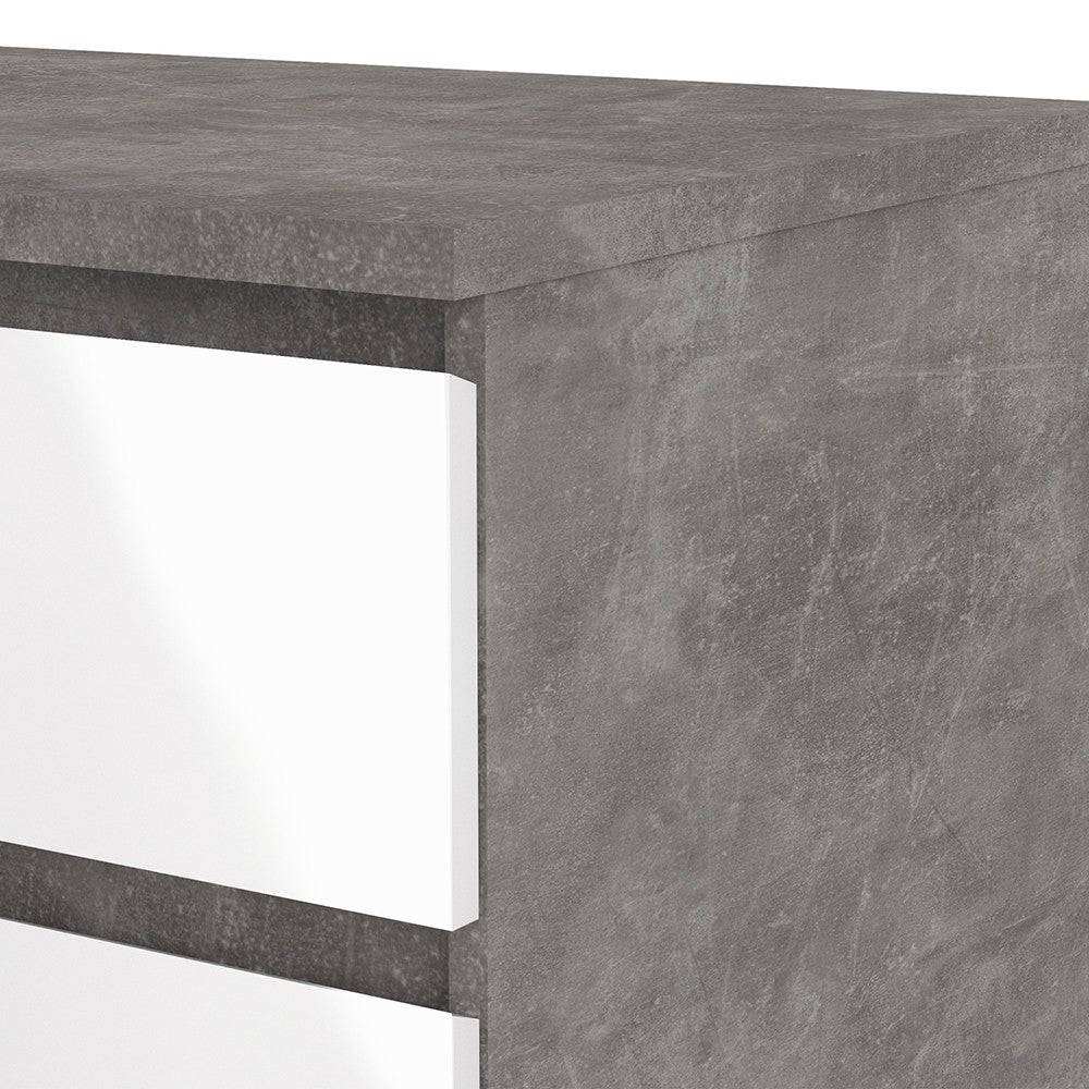 Naia Wide Chest Of 6 Drawers (3+3) in Concrete Grey and White High Gloss - Price Crash Furniture