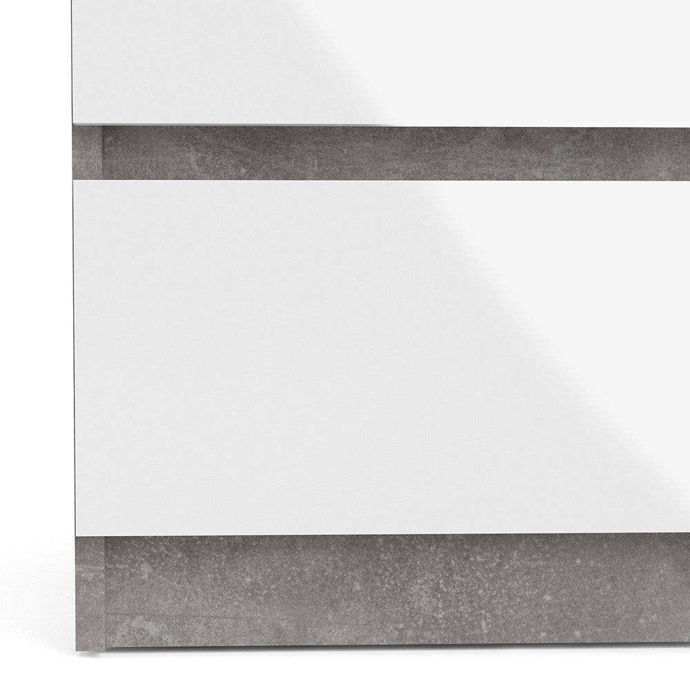 Naia Wide Chest Of 6 Drawers (3+3) in Concrete Grey and White High Gloss - Price Crash Furniture