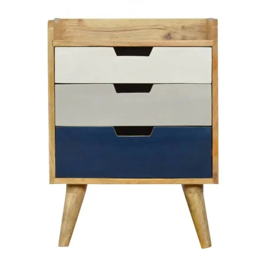 Navy Gradient 3 Drawer Hand - Painted Bedside - Price Crash Furniture