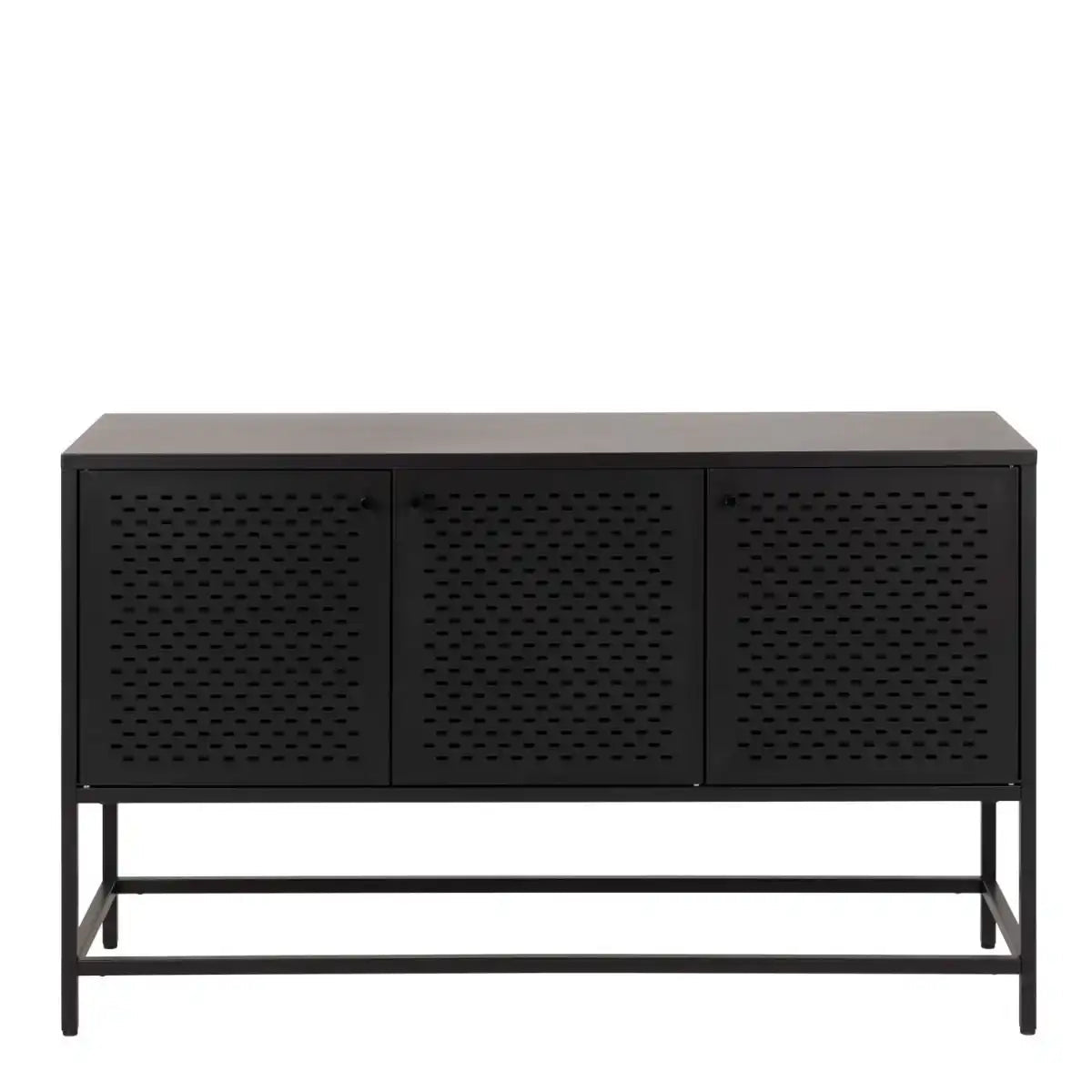 Newcastle 3 Door Raised Sideboard In Matt Black - Price Crash Furniture