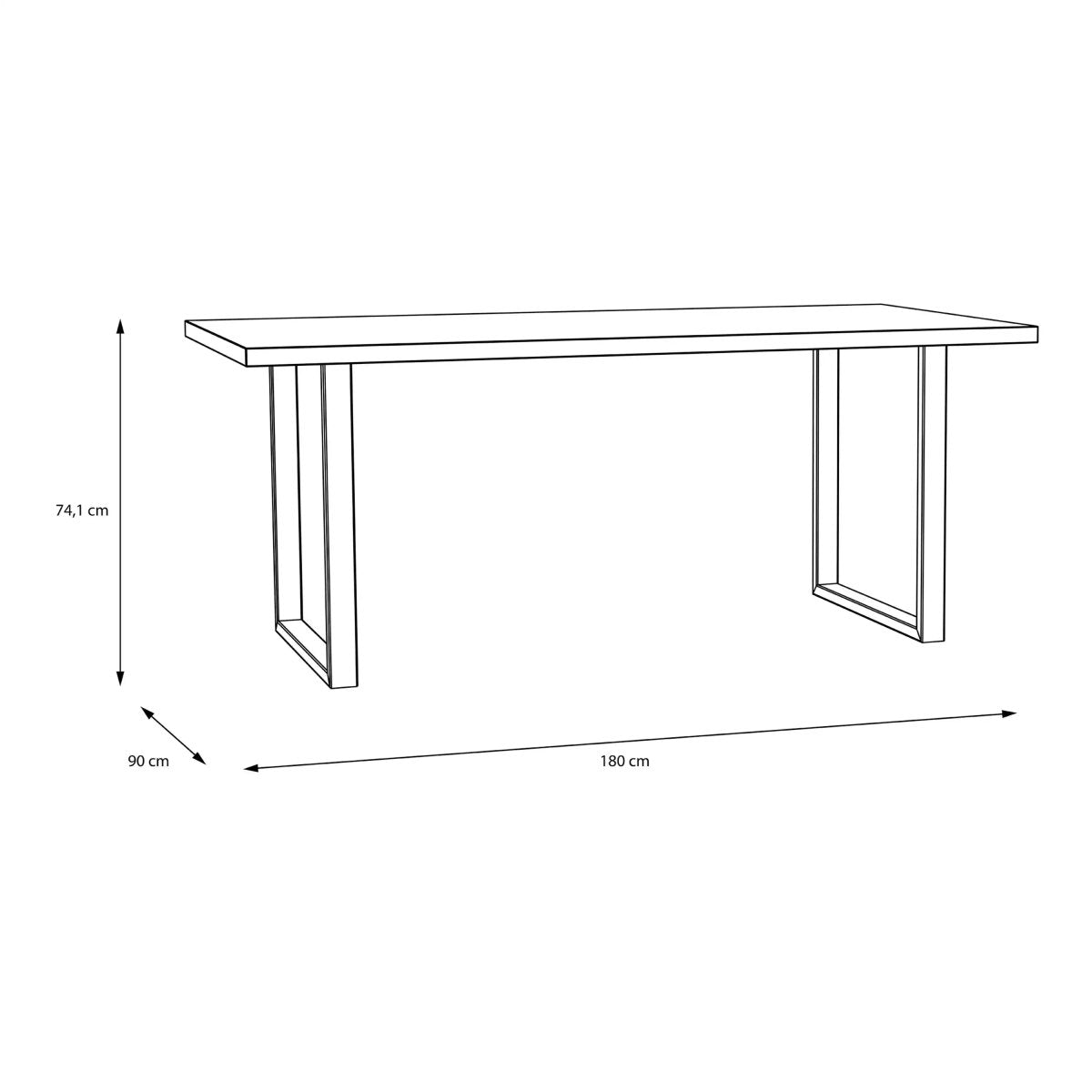 Nikomedes 180 cm Dining Table In Bartex Oak & Black Frame - Price Crash Furniture