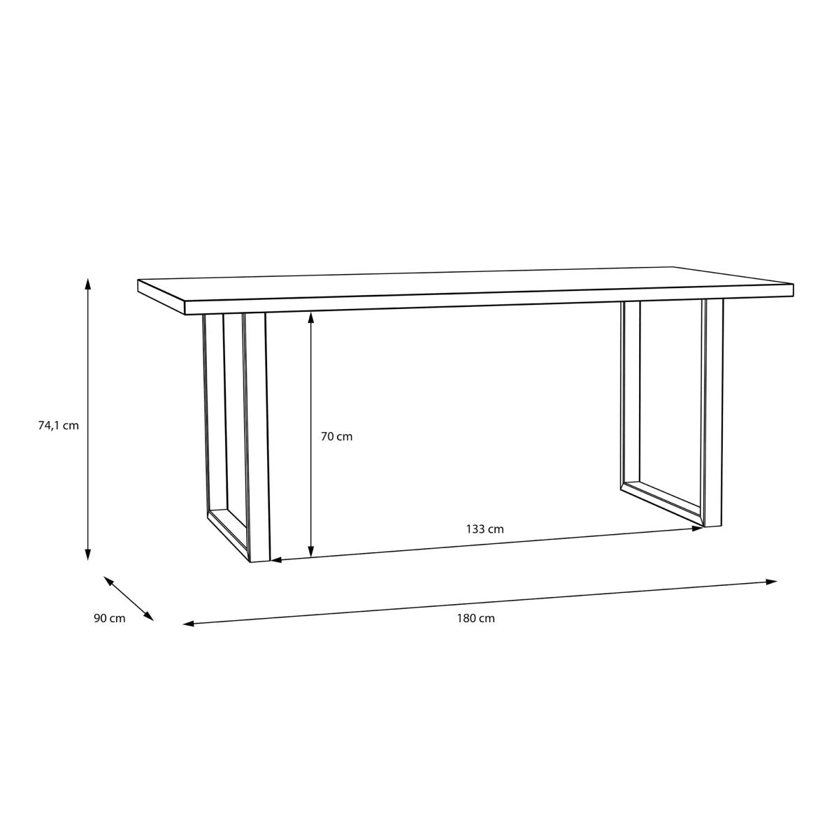Nikomedes 180 cm Dining Table In Bartex Oak & Black Frame - Price Crash Furniture