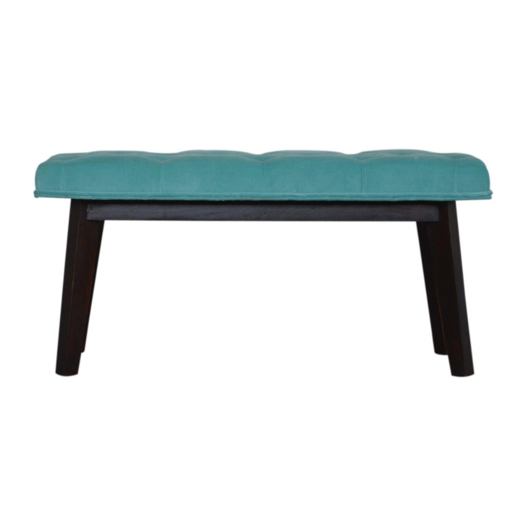 Nordic Aqua Velvet Hallway Bench - Price Crash Furniture
