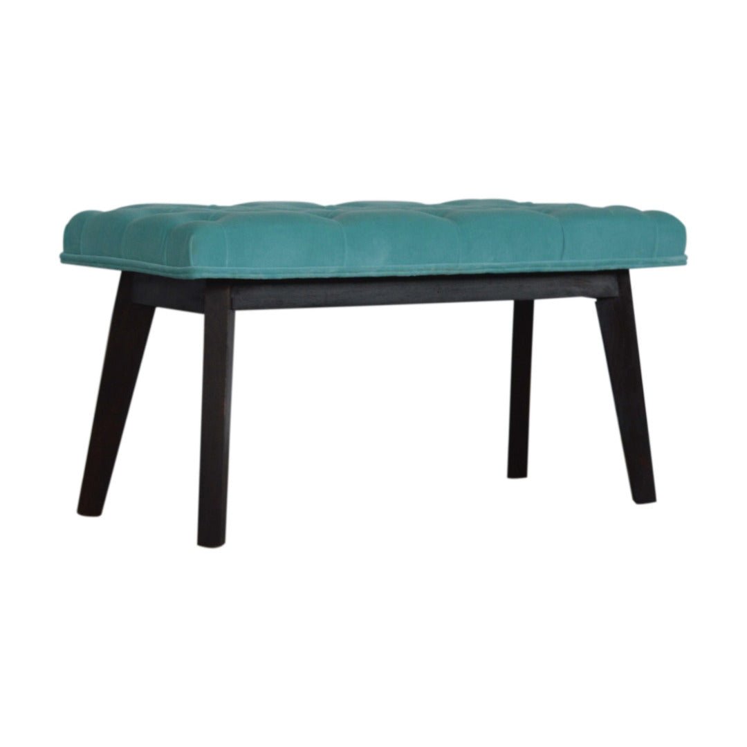 Nordic Aqua Velvet Hallway Bench - Price Crash Furniture