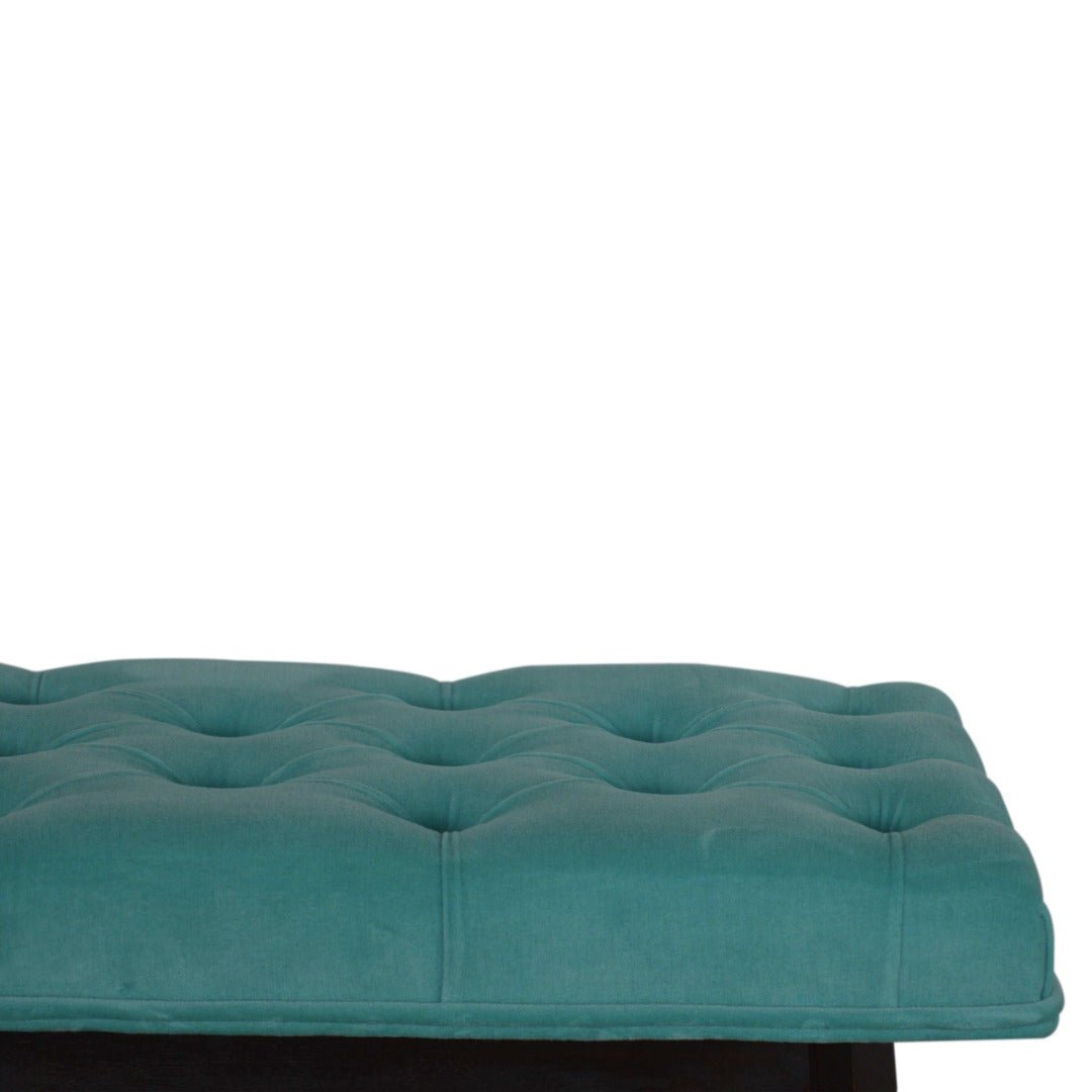 Nordic Aqua Velvet Hallway Bench - Price Crash Furniture