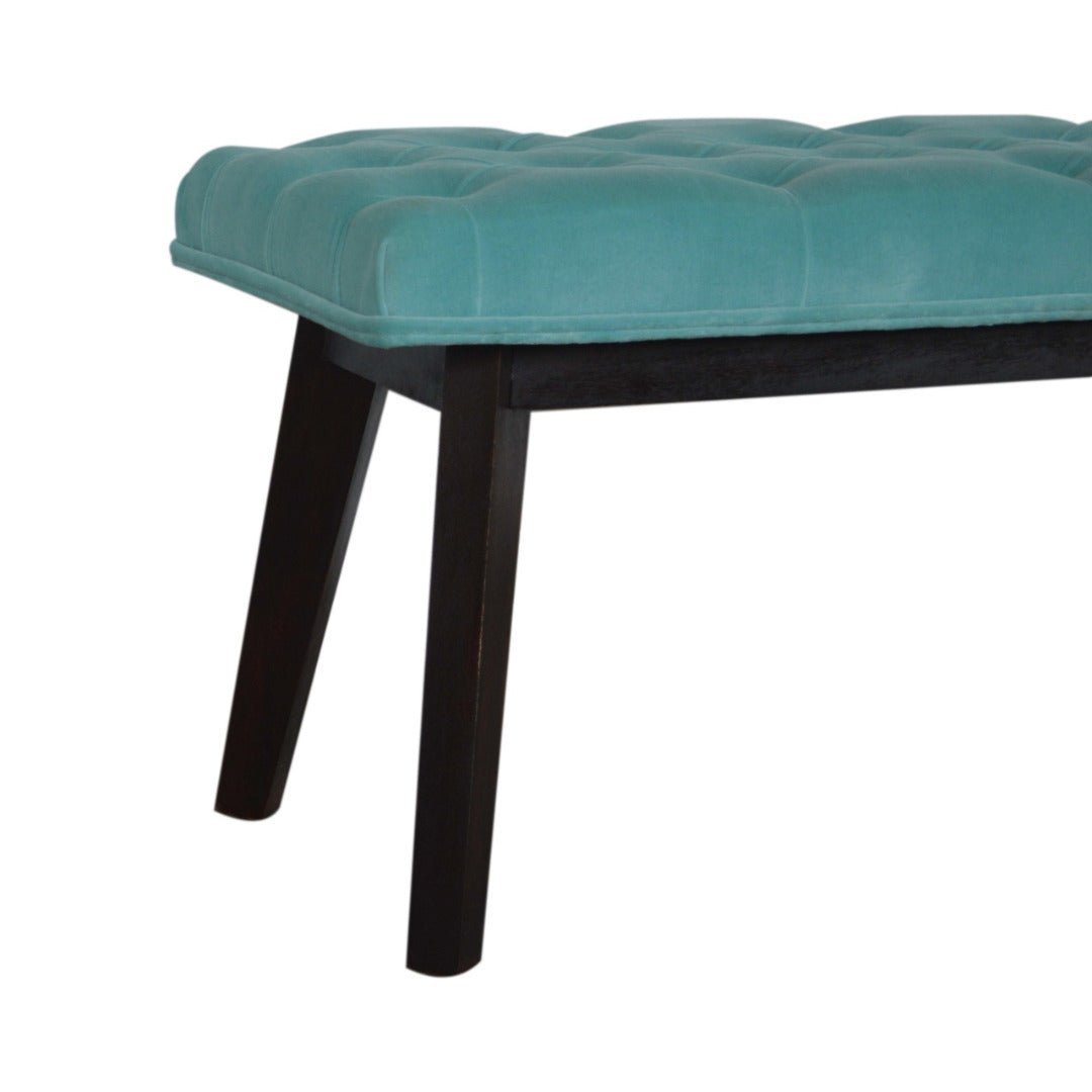 Nordic Aqua Velvet Hallway Bench - Price Crash Furniture