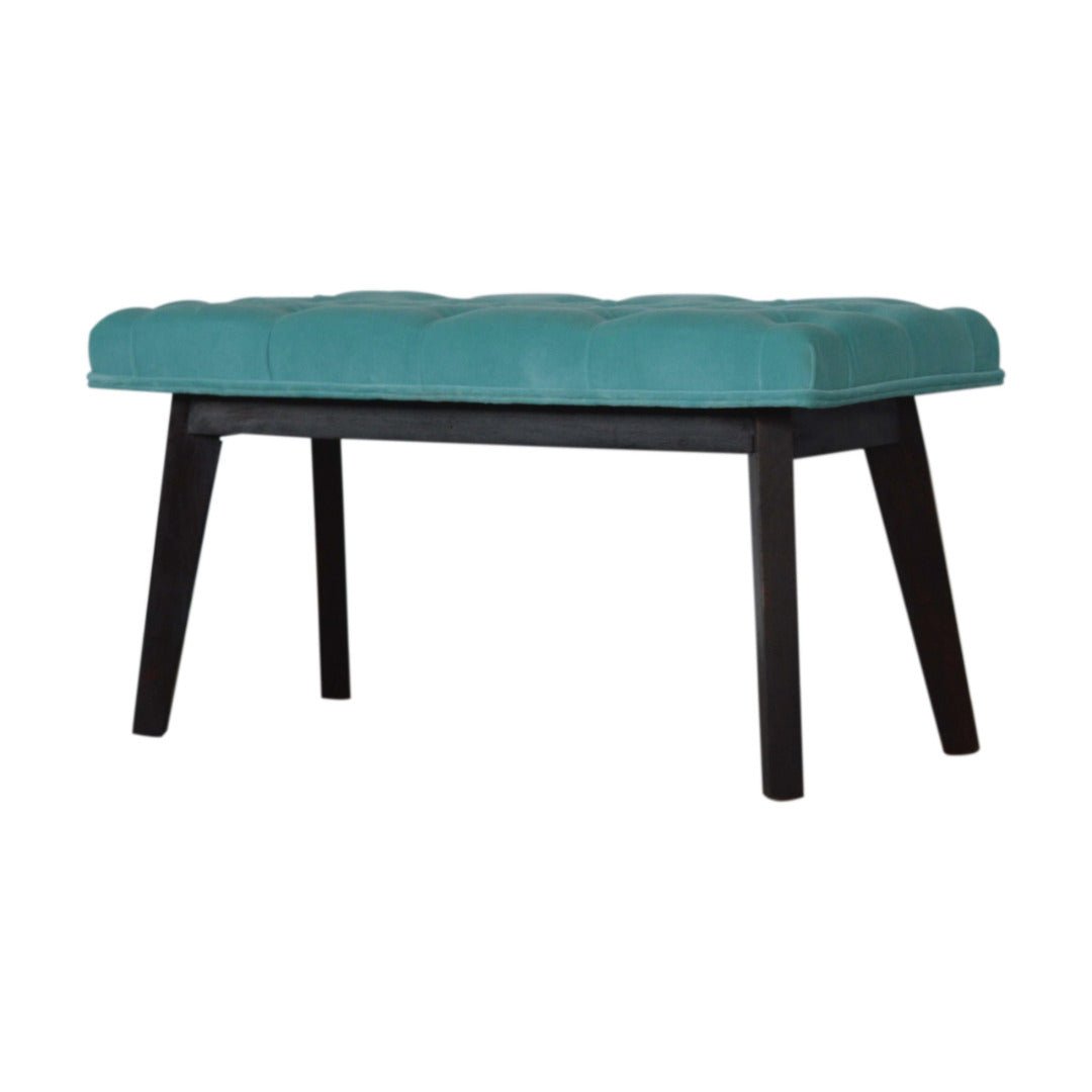 Nordic Aqua Velvet Hallway Bench - Price Crash Furniture