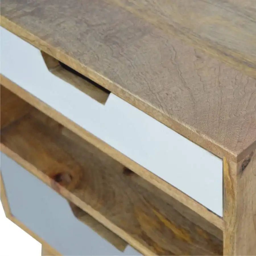 Nordic Style Grey 2 Drawer Cut - Out Bedside - Price Crash Furniture