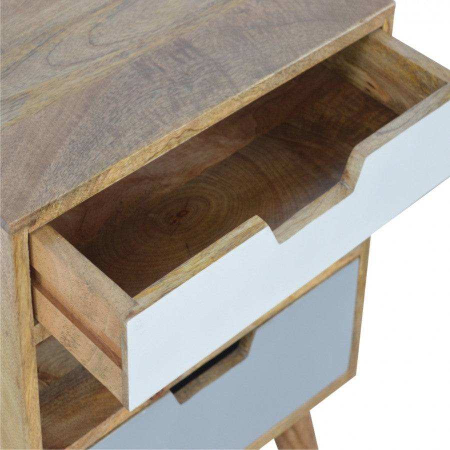 Nordic Style Grey 2 Drawer Cut - Out Bedside - Price Crash Furniture