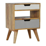 Nordic Style Grey 2 Drawer Cut - Out Bedside - Price Crash Furniture