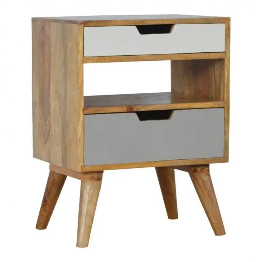 Nordic Style Grey 2 Drawer Cut - Out Bedside - Price Crash Furniture