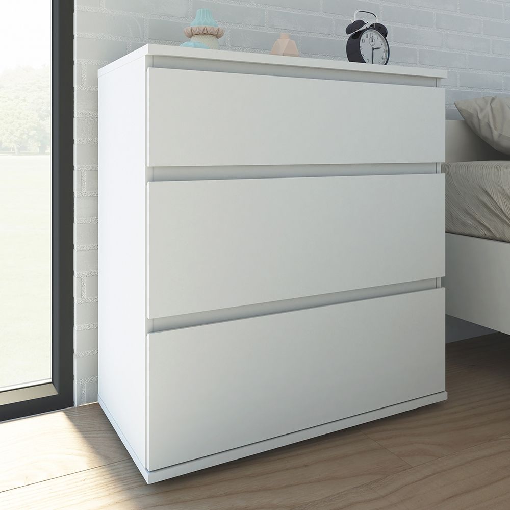 Nova Modern 3 Drawer Chest of Drawers In White - Price Crash Furniture