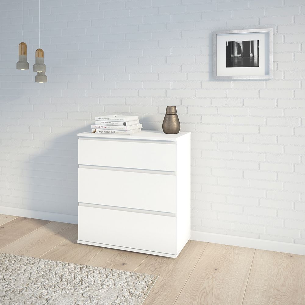 Nova Modern 3 Drawer Chest of Drawers In White - Price Crash Furniture