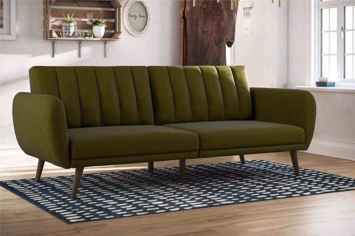 NOVOGRATZ Brittany Sofa Bed Wooden Legs - Linen - Green - Price Crash Furniture