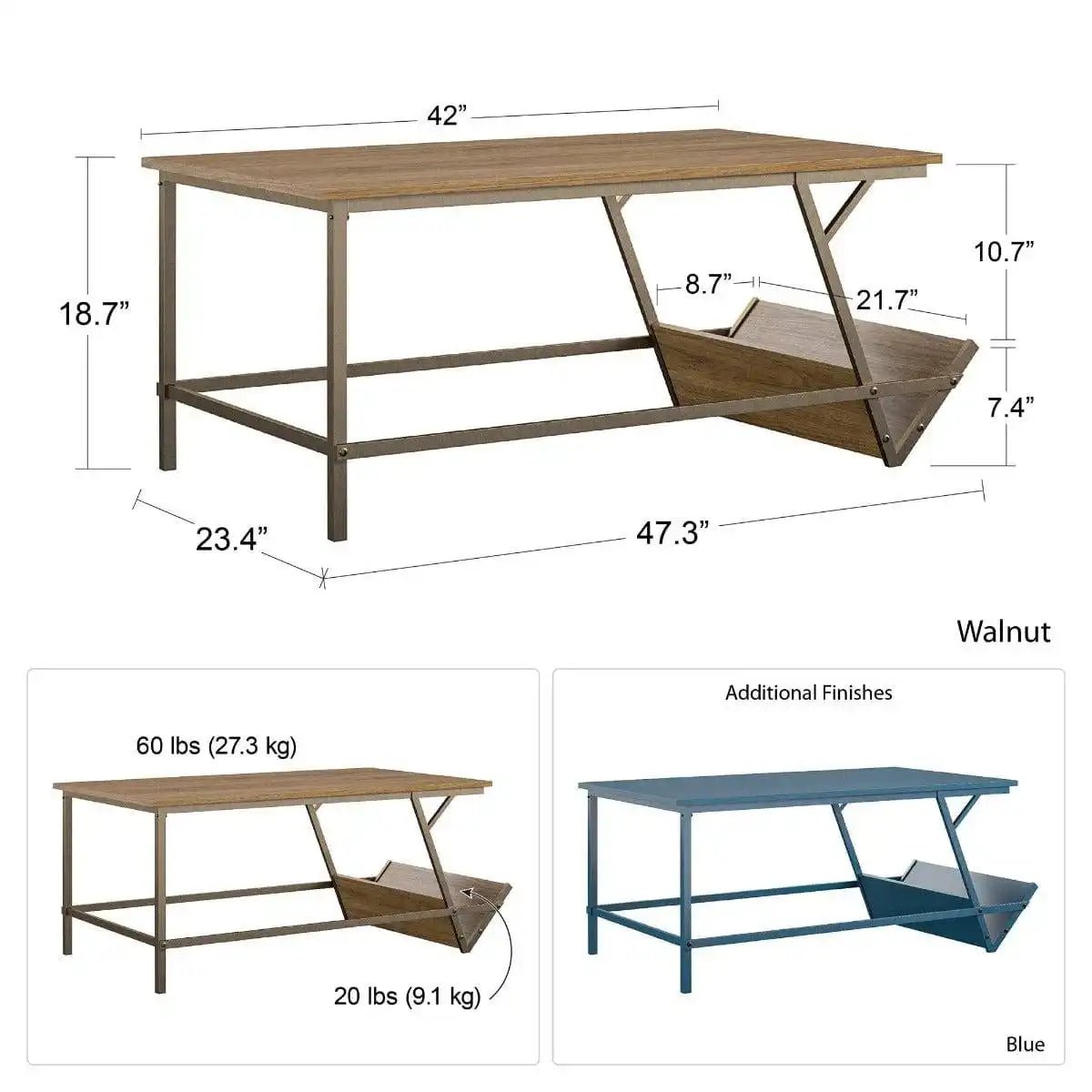 Novogratz Regal Coffee Table in walnut - Price Crash Furniture